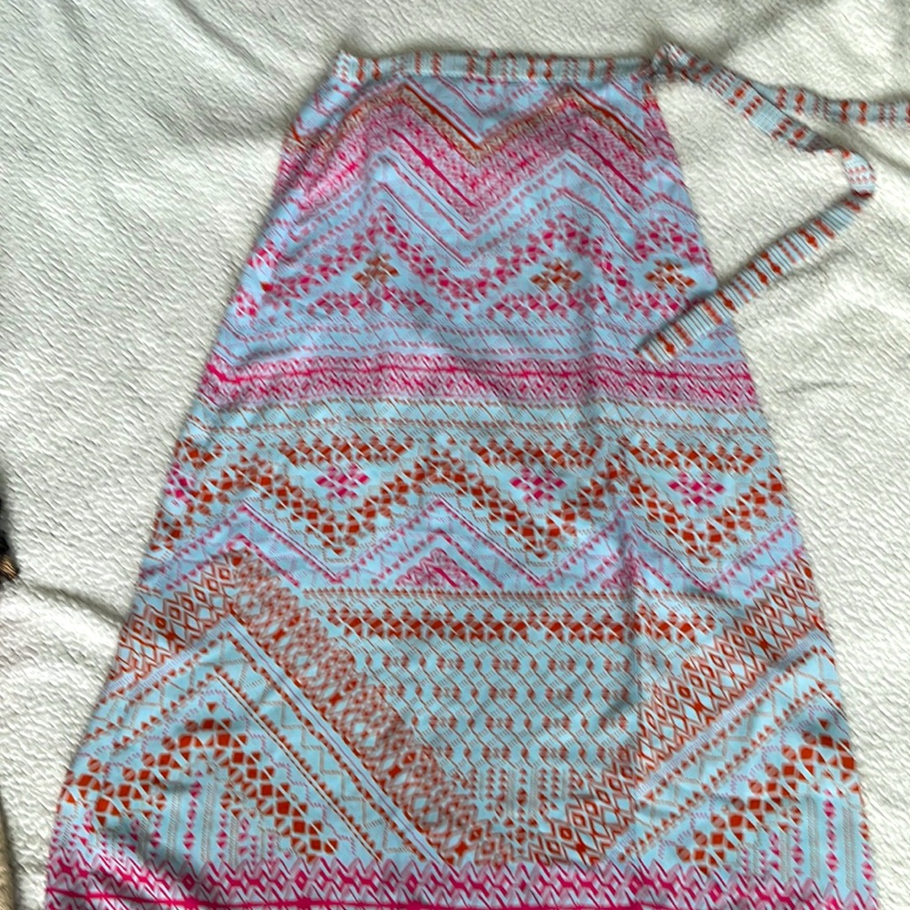 BCBGMAXAZRIA geometric pattern wrap skirt